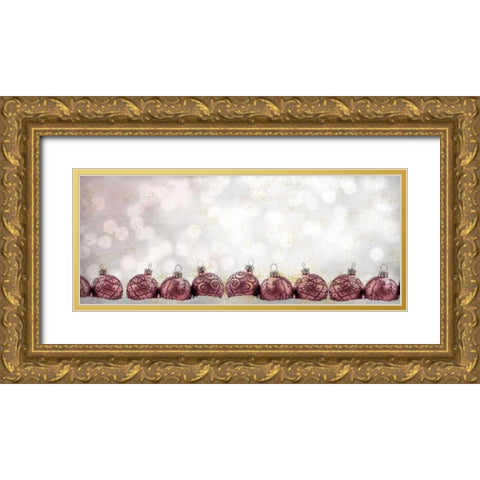 Ornaments in a Row Gold Ornate Wood Framed Art Print with Double Matting by Allen, Kimberly