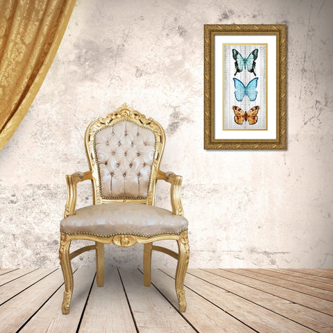 Vintage Butterfly 1 Gold Ornate Wood Framed Art Print with Double Matting by Allen, Kimberly