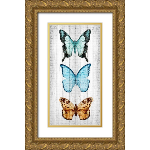 Vintage Butterfly 1 Gold Ornate Wood Framed Art Print with Double Matting by Allen, Kimberly