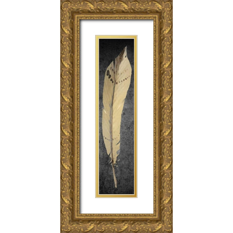 Feather on Black 2 Gold Ornate Wood Framed Art Print with Double Matting by Allen, Kimberly