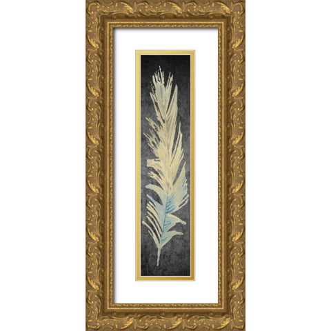Feather on Black 3 Gold Ornate Wood Framed Art Print with Double Matting by Allen, Kimberly