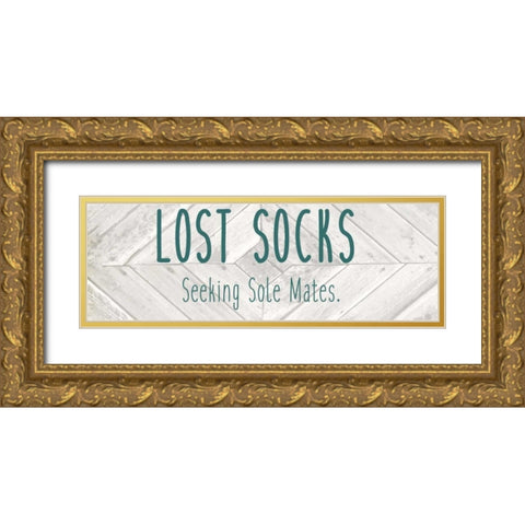 Laundry Lost Socks Gold Ornate Wood Framed Art Print with Double Matting by Allen, Kimberly