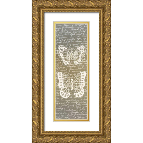 Butterfly Panel 2 Gold Ornate Wood Framed Art Print with Double Matting by Allen, Kimberly