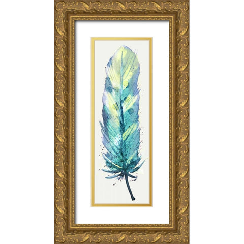 Feather Bright 2 Gold Ornate Wood Framed Art Print with Double Matting by Allen, Kimberly