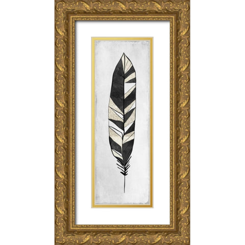 White Feathered 1 Gold Ornate Wood Framed Art Print with Double Matting by Allen, Kimberly
