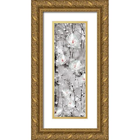 Blooming in White 1 Gold Ornate Wood Framed Art Print with Double Matting by Kimberly, Allen