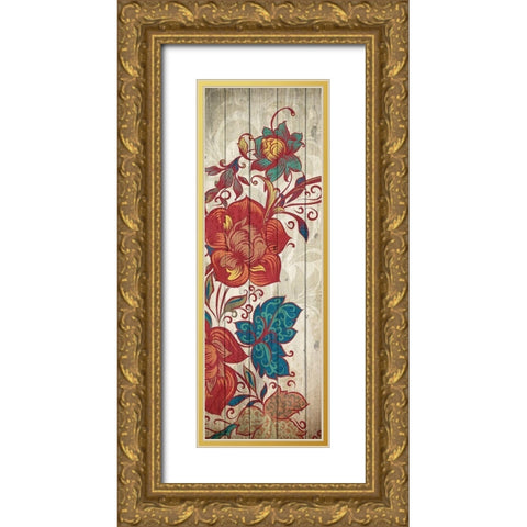 Floral Spice Panel 2 Gold Ornate Wood Framed Art Print with Double Matting by Kimberly, Allen