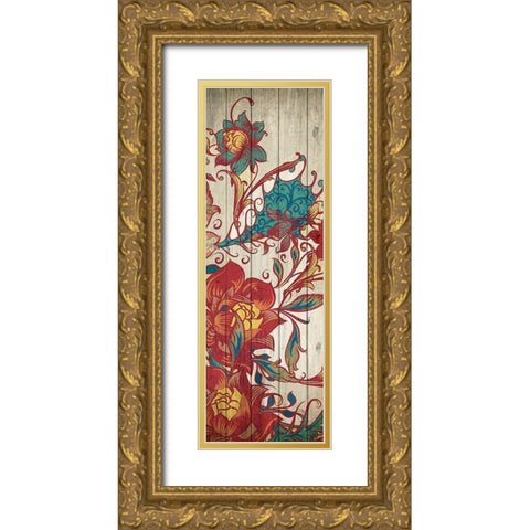 Floral Spice Panel 3 Gold Ornate Wood Framed Art Print with Double Matting by Kimberly, Allen