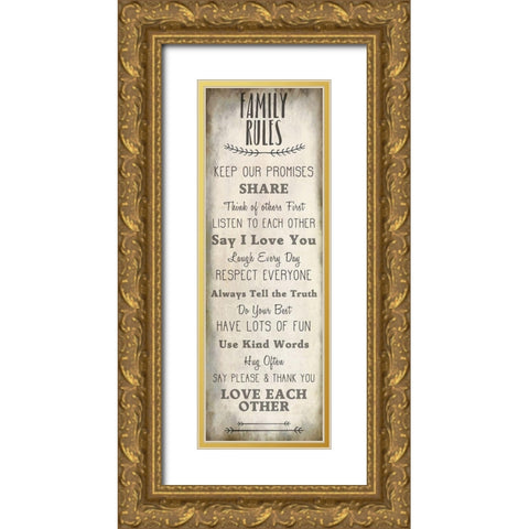 Family Rules v2 Gold Ornate Wood Framed Art Print with Double Matting by Kimberly, Allen