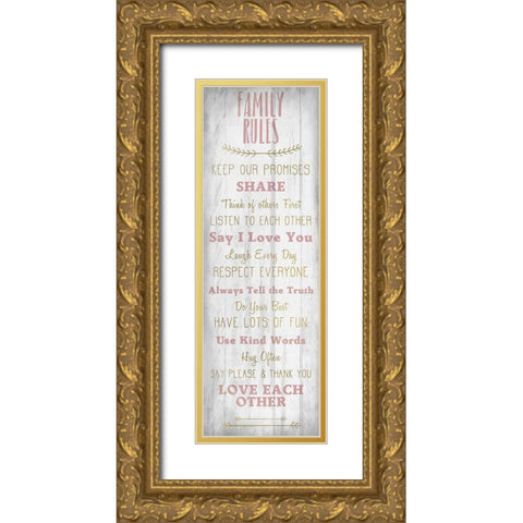 Family Rules v4 Gold Ornate Wood Framed Art Print with Double Matting by Kimberly, Allen