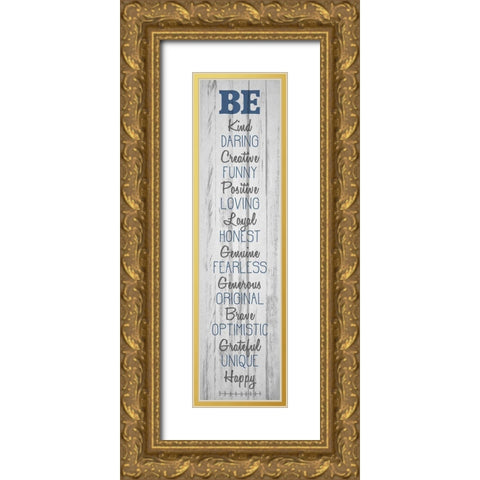 BE Happy v5 Gold Ornate Wood Framed Art Print with Double Matting by Kimberly, Allen