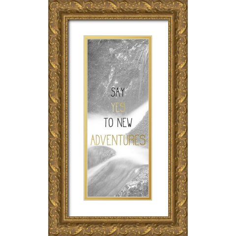 Over the Rocks Panel Gold Ornate Wood Framed Art Print with Double Matting by Kimberly, Allen