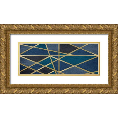 Gold and Blue Maze Gold Ornate Wood Framed Art Print with Double Matting by Kimberly, Allen