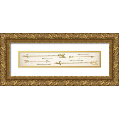 Golden Arrows Gold Ornate Wood Framed Art Print with Double Matting by Kimberly, Allen