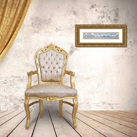 White Blossoms Gold Ornate Wood Framed Art Print with Double Matting by Kimberly, Allen