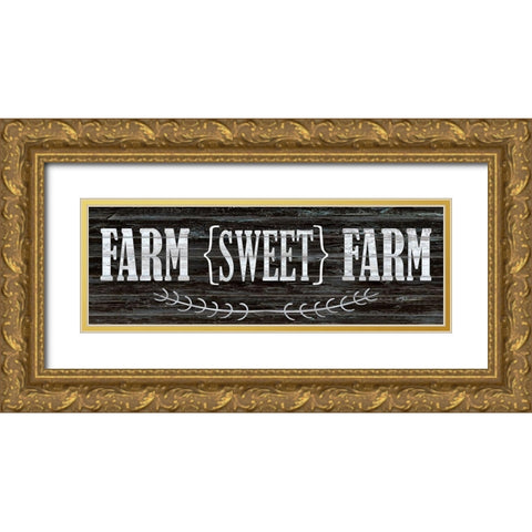 Farm Sweet Farm Gold Ornate Wood Framed Art Print with Double Matting by Kimberly, Allen