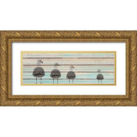 Seagulls Gold Ornate Wood Framed Art Print with Double Matting by Kimberly, Allen