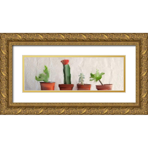 Potted Row Gold Ornate Wood Framed Art Print with Double Matting by Kimberly, Allen
