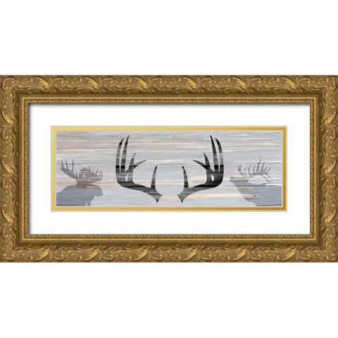 Wildlife Silhouette Gold Ornate Wood Framed Art Print with Double Matting by Kimberly, Allen