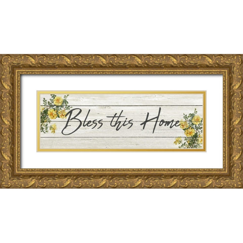 Bless this Home Gold Ornate Wood Framed Art Print with Double Matting by Kimberly, Allen