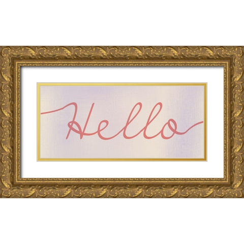Hello Gold Ornate Wood Framed Art Print with Double Matting by Kimberly, Allen