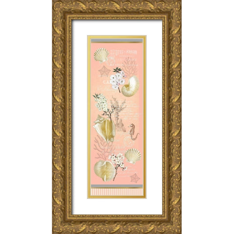 Cherry Blossom and Shells Gold Ornate Wood Framed Art Print with Double Matting by Kimberly, Allen
