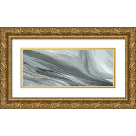Aqua Gold Ornate Wood Framed Art Print with Double Matting by Kimberly, Allen