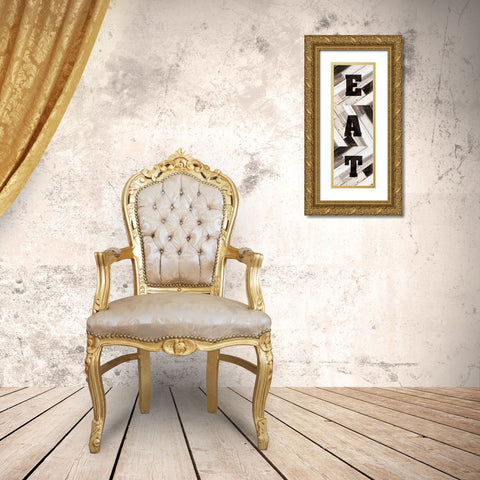 EAT Gold Ornate Wood Framed Art Print with Double Matting by Kimberly, Allen