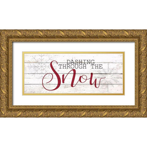 Dashing Through The Snow Gold Ornate Wood Framed Art Print with Double Matting by Kimberly, Allen