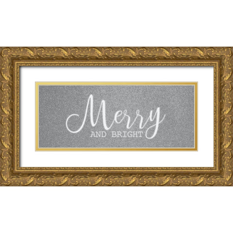 Merry and Bright Gold Ornate Wood Framed Art Print with Double Matting by Kimberly, Allen