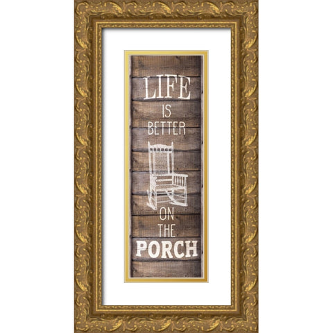 Life is Better Gold Ornate Wood Framed Art Print with Double Matting by Kimberly, Allen