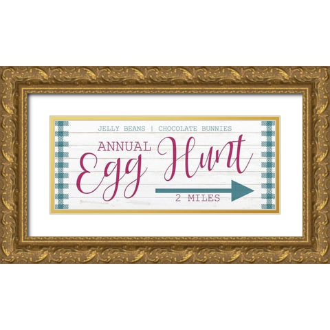 Egg Hunt Gold Ornate Wood Framed Art Print with Double Matting by Kimberly, Allen