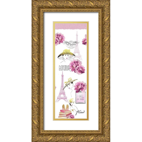 Paris Scents Panel Gold Ornate Wood Framed Art Print with Double Matting by Kimberly, Allen