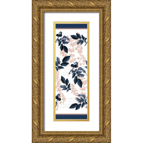 Navy Branches Gold Ornate Wood Framed Art Print with Double Matting by Kimberly, Allen