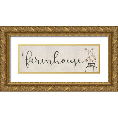 Farmhouse Cotton Gold Ornate Wood Framed Art Print with Double Matting by Kimberly, Allen