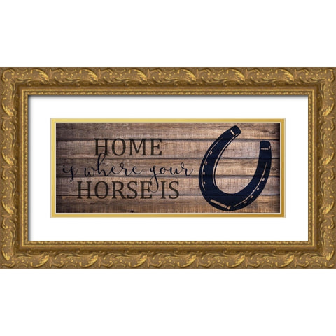 Home Horse v2 Gold Ornate Wood Framed Art Print with Double Matting by Kimberly, Allen