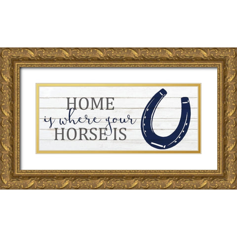 Home Horse Gold Ornate Wood Framed Art Print with Double Matting by Kimberly, Allen