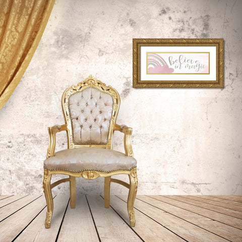 Believe Rainbow Gold Ornate Wood Framed Art Print with Double Matting by Kimberly, Allen