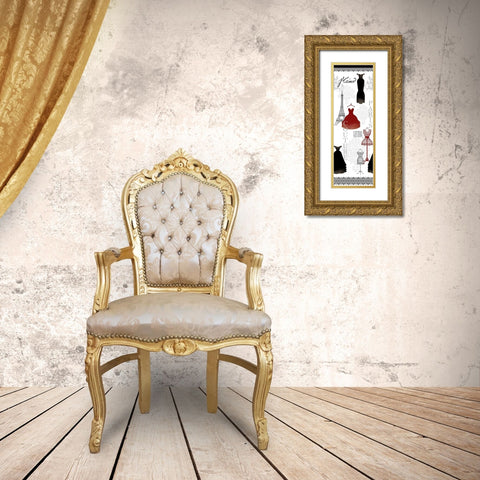 Paris Couture Gold Ornate Wood Framed Art Print with Double Matting by Kimberly, Allen
