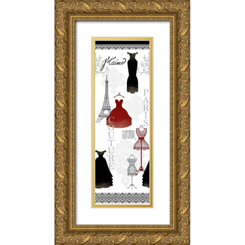 Paris Couture Gold Ornate Wood Framed Art Print with Double Matting by Kimberly, Allen