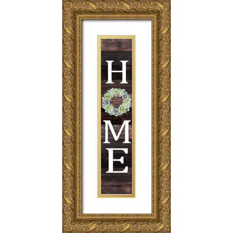 Home Succulent Wreath Gold Ornate Wood Framed Art Print with Double Matting by Kimberly, Allen