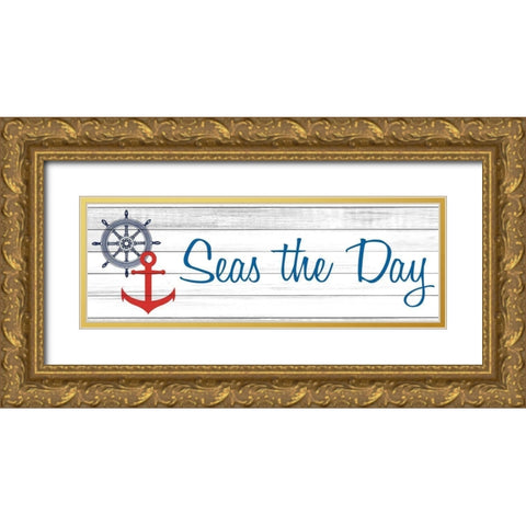 Seas the Day Gold Ornate Wood Framed Art Print with Double Matting by Kimberly, Allen