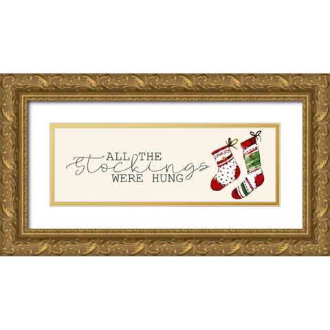 All the Stockings Gold Ornate Wood Framed Art Print with Double Matting by Allen, Kimberly