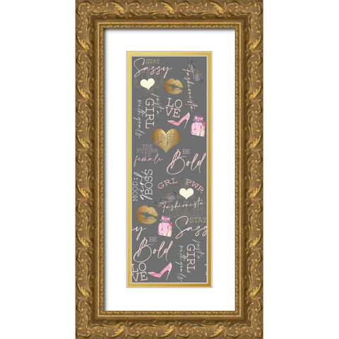 Fashionista Panel Gold Ornate Wood Framed Art Print with Double Matting by Allen, Kimberly