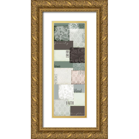 Faith Patchwork Panel Gold Ornate Wood Framed Art Print with Double Matting by Allen, Kimberly