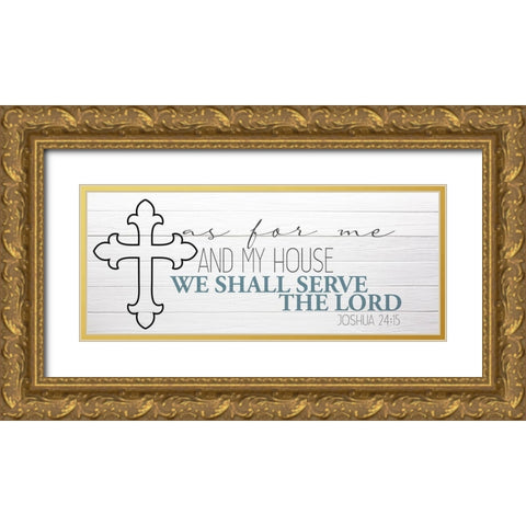 My House Cross Gold Ornate Wood Framed Art Print with Double Matting by Allen, Kimberly