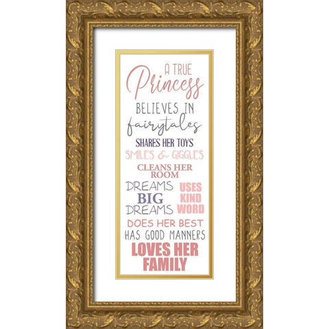 Princess Rules B Gold Ornate Wood Framed Art Print with Double Matting by Allen, Kimberly