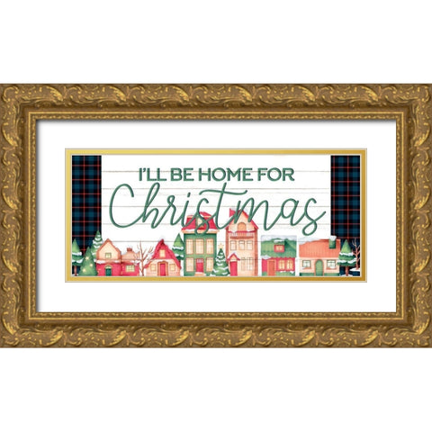 Home for Christmas Gold Ornate Wood Framed Art Print with Double Matting by Allen, Kimberly