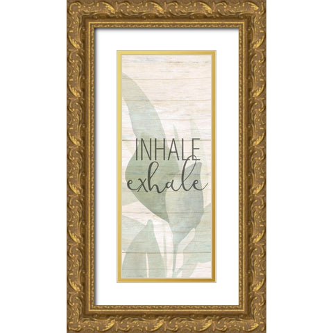 Inhale Exhale Panel Gold Ornate Wood Framed Art Print with Double Matting by Allen, Kimberly