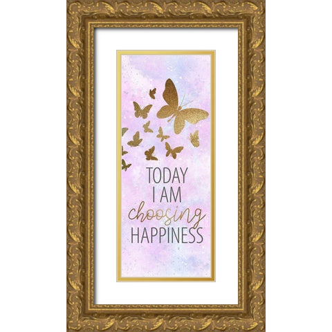 Be Butterflies 1 Gold Ornate Wood Framed Art Print with Double Matting by Allen, Kimberly
